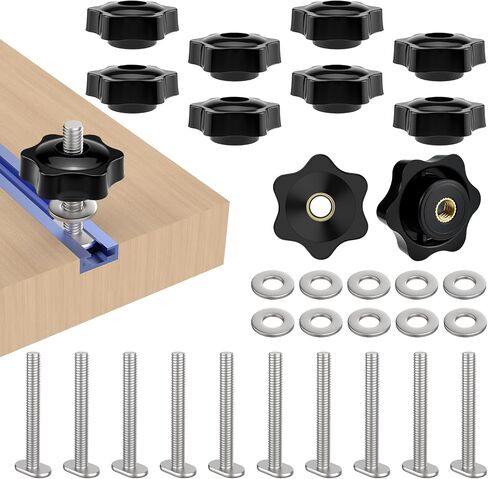 10 مجموعات 1/4-20 طن مجموعة مقبض الترباس ، ويشمل ملحق T-Track 1-1/2 "و 2" براغي T-Slot مع غسالات ومقابض نجوم للرقصات والتركيبات الخشبية in Kuwait