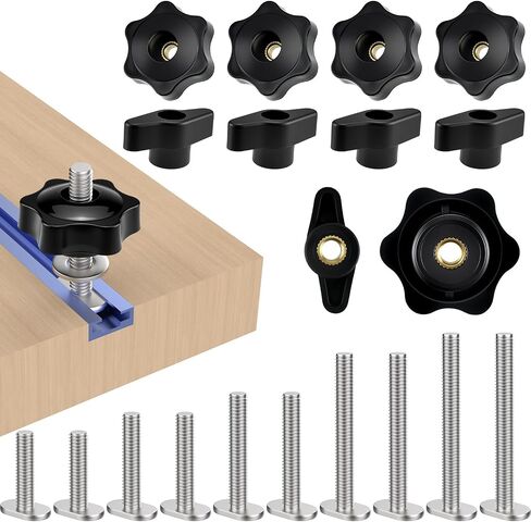 10 مجموعات 1/4-20 طن مجموعة مقبض الترباس ، ويشمل ملحق T-Track 1-1/2 "و 2" براغي T-Slot مع غسالات ومقابض نجوم للرقصات والتركيبات الخشبية in Kuwait