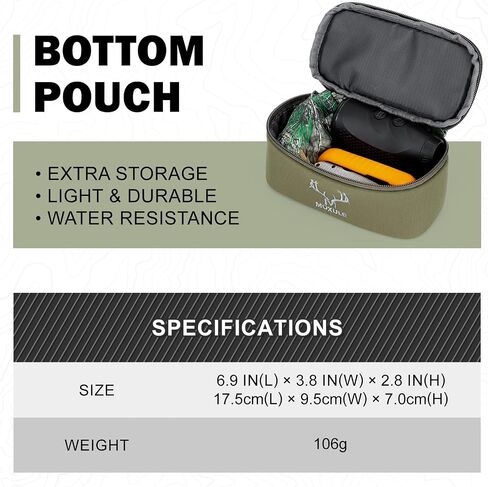 Binocular Harness Bottom Pouch - Zippered Pocket Expandable Water-Resistant Detachable Storage Bag Attachment (Green) in Saudi Arabia