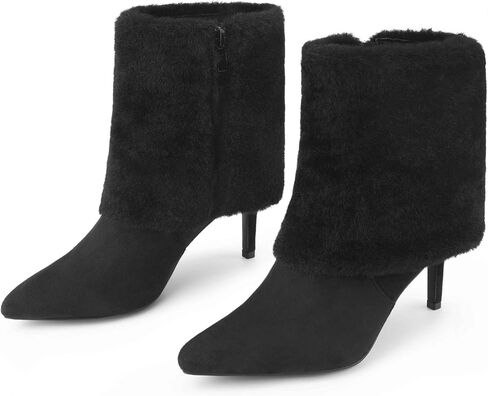 Perphy Pointed Toe Stiletto Heel Fur Ankle Boots for Women Dressy in Saudi Arabia