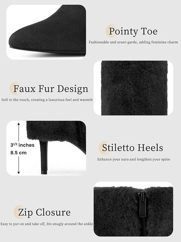 Perphy Pointed Toe Stiletto Heel Fur Ankle Boots for Women Dressy in Saudi Arabia