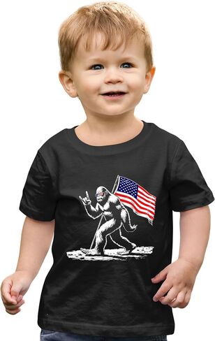 Go All Out Bigfoot Rock On USA American Flag Patriotic Sasquatch Mens Toddler Women Youth T-Shirt in Saudi Arabia