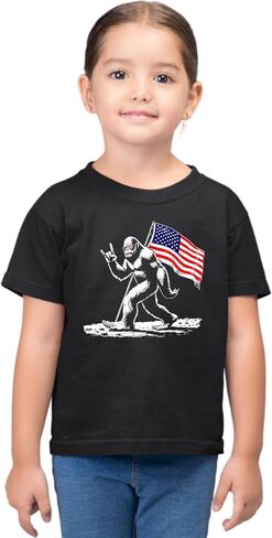 Go All Out Bigfoot Rock On USA American Flag Patriotic Sasquatch Mens Toddler Women Youth T-Shirt in Saudi Arabia