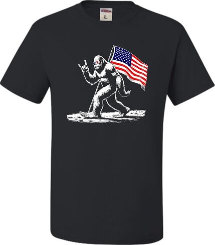 Go All Out Bigfoot Rock On USA American Flag Patriotic Sasquatch Mens Toddler Women Youth T-Shirt in Saudi Arabia