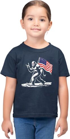Go All Out Bigfoot Rock On USA American Flag Patriotic Sasquatch Mens Toddler Women Youth T-Shirt in Saudi Arabia