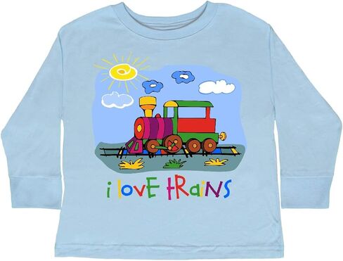 تي شيرت Inktastic I Love Trains للأطفال الصغار بأكمام طويلة in Kuwait