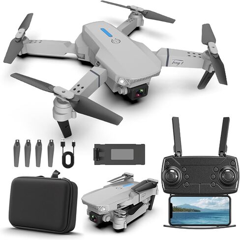 طائرة بدون طيار مع كاميرا 1080 بكسل HD RC كوادكوبتر مع طائرة بدون طيار صغيرة للإقلاع/الهبوط بمفتاح واحد مع كاميرا للبالغين، طائرة بدون طيار قابلة للطي، تثبيت الارتفاع، طيران نقطة الطريق، لعبة قلاب 360 درجة للمبتدئين in Saudi Arabia