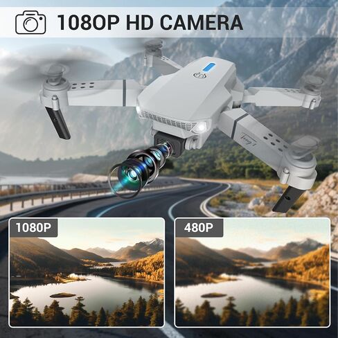 طائرة بدون طيار مع كاميرا 1080 بكسل HD RC كوادكوبتر مع طائرة بدون طيار صغيرة للإقلاع/الهبوط بمفتاح واحد مع كاميرا للبالغين، طائرة بدون طيار قابلة للطي، تثبيت الارتفاع، طيران نقطة الطريق، لعبة قلاب 360 درجة للمبتدئين in Saudi Arabia