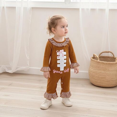 Lefyira طفلة عيد الميلاد رومبير مضيئة بذلة سانتا كلوز وزرة طويلة الأكمام جرس أسفل رومبير زي عيد الميلاد in Kuwait