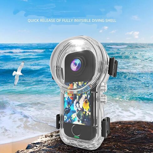 غطاء غوص مغناطيسي سريع الفك لكاميرا Insta360 x4 الهوائية بطول 50 متر، مقاوم للماء بعمق، مقاوم للصدمات، مقاوم للصدمات والخدوش، يعزز تجربة التصوير مع الحزام in Saudi Arabia