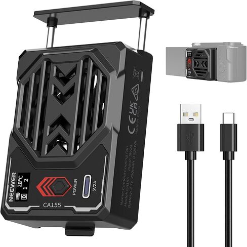 NEEWER Basics Camera Cooling Fan with Battery, Spring Loaded External Cooler Type C PD Fast Charging & Real Time Display, Compatible with Sony ZV-E1 A6700 Canon R6 Mark II Fujifilm XS20 Nikon, CA155 in Saudi Arabia