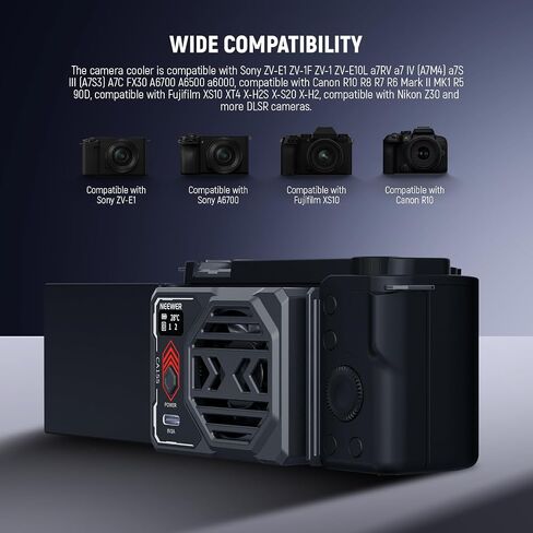 NEEWER Basics Camera Cooling Fan with Battery, Spring Loaded External Cooler Type C PD Fast Charging & Real Time Display, Compatible with Sony ZV-E1 A6700 Canon R6 Mark II Fujifilm XS20 Nikon, CA155 in Saudi Arabia