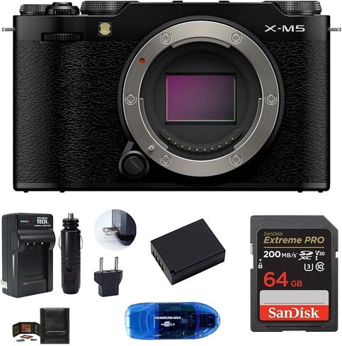 FUJIFILM X-M5 Mirrorless Camera Body Bundle, Includes: SanDisk 64GB Extreme PRO SDXC Memory Card, Spare Battery and More (6 Items) (Black) in Saudi Arabia