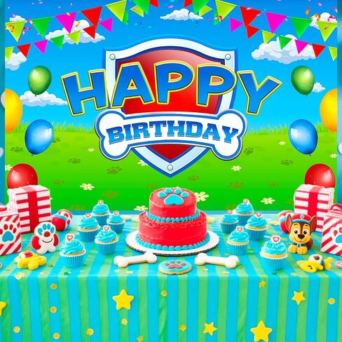 Paw Birthday Party Decorations and Supplies 70in X43in Blue Dog Photo Backdrop for Boy Girl Baby Shower Kids Bedroom Wall Decor in Saudi Arabia