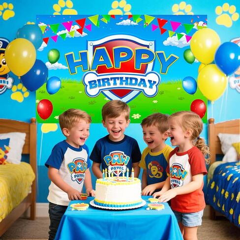 Paw Birthday Party Decorations and Supplies 70in X43in Blue Dog Photo Backdrop for Boy Girl Baby Shower Kids Bedroom Wall Decor in Saudi Arabia