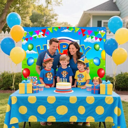 Paw Birthday Party Decorations and Supplies 70in X43in Blue Dog Photo Backdrop for Boy Girl Baby Shower Kids Bedroom Wall Decor in Saudi Arabia