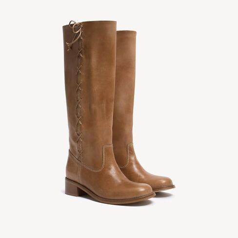 حذاء برقبة للركبة للنساء بمقدمة مستديرة وكعب منخفض مكتنز حذاء طويل مريح بسحب على الأربطة الجانبية حذاء طويل أنيق لخريف وشتاء in Kuwait