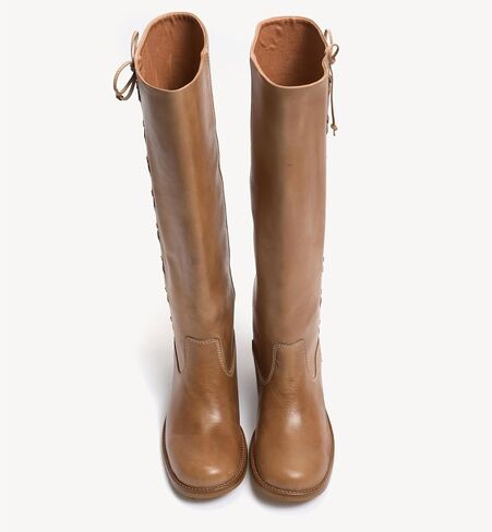 حذاء برقبة للركبة للنساء بمقدمة مستديرة وكعب منخفض مكتنز حذاء طويل مريح بسحب على الأربطة الجانبية حذاء طويل أنيق لخريف وشتاء in Kuwait