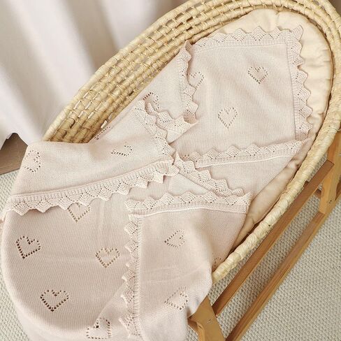 Baby Blanket Cotton Crochet Newborn Neutral Nursery Swaddling Blankets Soft Knitted Boys Girls Receiving Crib 30x40 Inch in Kuwait