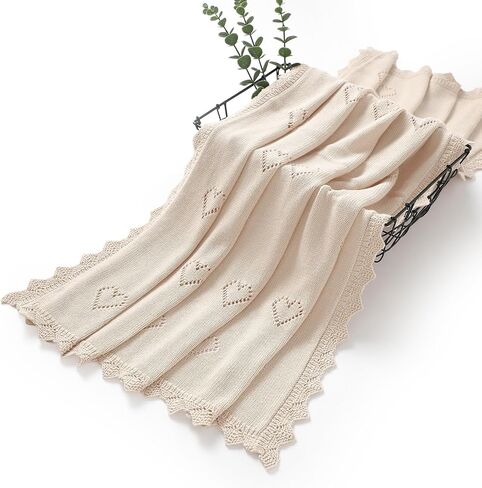 Baby Blanket Cotton Crochet Newborn Neutral Nursery Swaddling Blankets Soft Knitted Boys Girls Receiving Crib 30x40 Inch in Kuwait