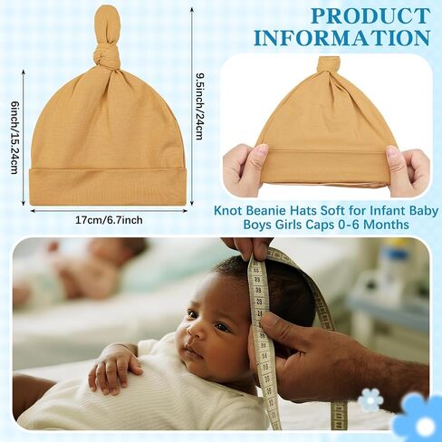 6 Pcs Satin Lined Newborn Hats Bonnet Soft Silk Satin Beanie Baby Infant Toddler Caps for 0-6 Months Baby Girls Boys in Saudi Arabia