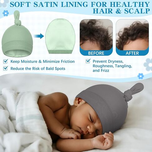 6 Pcs Satin Lined Newborn Hats Bonnet Soft Silk Satin Beanie Baby Infant Toddler Caps for 0-6 Months Baby Girls Boys in Saudi Arabia