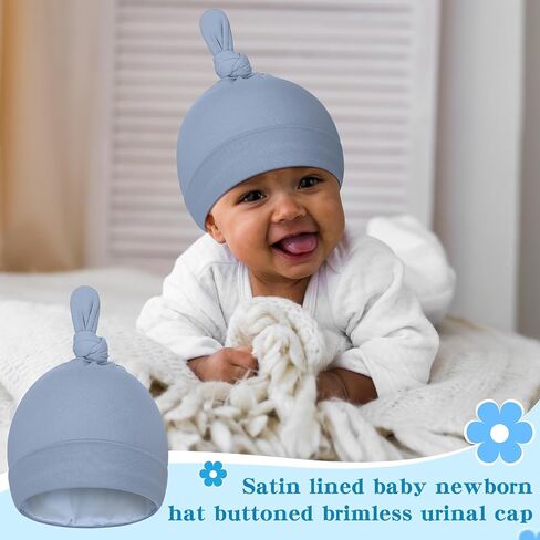 6 Pcs Satin Lined Newborn Hats Bonnet Soft Silk Satin Beanie Baby Infant Toddler Caps for 0-6 Months Baby Girls Boys in Saudi Arabia