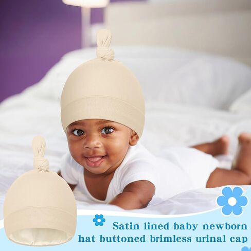 6 Pcs Satin Lined Newborn Hats Bonnet Soft Silk Satin Beanie Baby Infant Toddler Caps for 0-6 Months Baby Girls Boys in Saudi Arabia