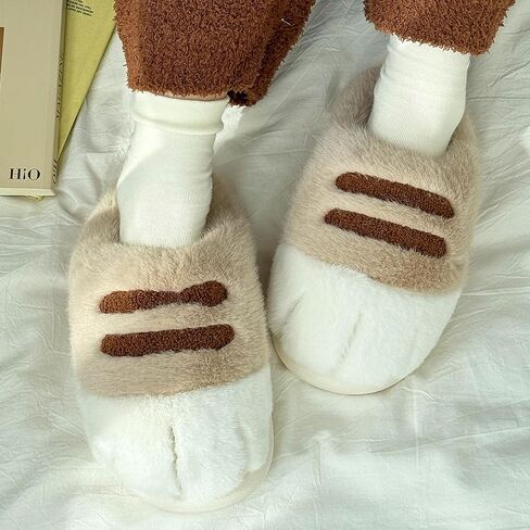 Cat Paw Slippers for Women Girls, Cute Furry Paws Shoes Warm Fluffy Winter House Slipper Funny Shoes Non Slip for Home Indoor Outdoor in Saudi Arabia