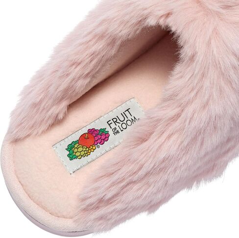 Fruit of the Loom Women's Slipper, Zapatos Cómodos, Stripe Feather W/Fur Cuff Clog, Memory Foam in Saudi Arabia