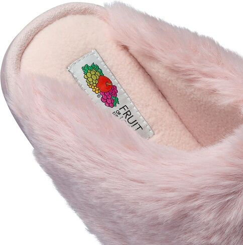 Fruit of the Loom Women's Slipper, Zapatos Cómodos, Stripe Feather W/Fur Cuff Clog, Memory Foam in Saudi Arabia