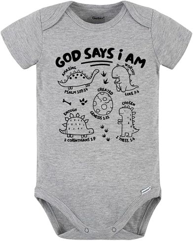 God Says I am Dinosaurs Cute Baby Bodysuit, Kids & Toddler T-Shirt - Funny Outfit for Girls Boys Baby Shower Foodie Tee in Saudi Arabia