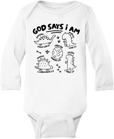 God Says I am Dinosaurs Cute Baby Bodysuit, Kids & Toddler T-Shirt - Funny Outfit for Girls Boys Baby Shower Foodie Tee in Saudi Arabia