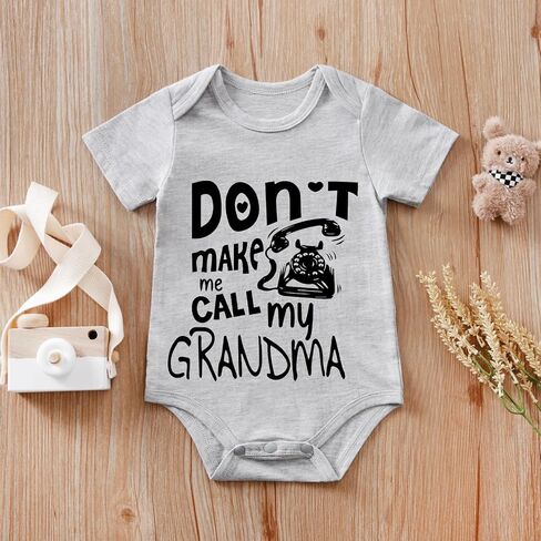 بدلة Don't Make Me Call My Grandma Baby Boy Girl Onesie مضحكة للجنسين، ملابس رومبير لطيفة من عمر 0 ​​إلى 12 شهرًا (عبوة من قطعتين) in Kuwait