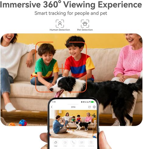 كاميرا أمان 4K، الأولى في الصناعة مع مساحة تخزين مدمجة بدون رسوم شهرية، كاميرا داخلية لاسلكية، كاميرا للأطفال/الحيوانات الأليفة/الكلاب مع تطبيق الهاتف، كاميرا داخلية لاسلكية قابلة للإمالة بزاوية 360 درجة، اكتشاف البكاء، صوت ثنائي الاتجاه in Kuwait