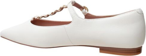 Linea Paolo - Corinne - Womens Gold Buckle T-Strap Nappa Leather Skimmer Flats in Saudi Arabia