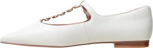 Linea Paolo - Corinne - Womens Gold Buckle T-Strap Nappa Leather Skimmer Flats in Saudi Arabia