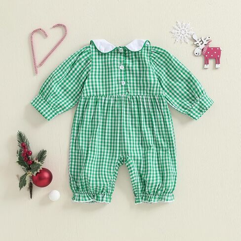 Thorn Tree Newborn Baby Boy Outfit Dinosaur Embroidery Plaid Long Sleeve Romper Fall Infant Smocked Clothes in Saudi Arabia