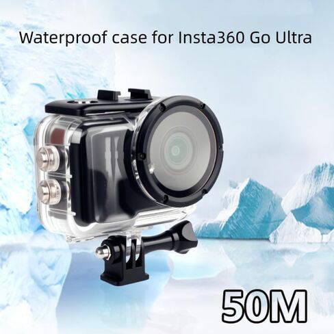 حافظة مقاومة للماء بعمق 50 مترًا لكاميرا Insta360 Go Ultra، هيكل غوص شفاف احترافي مع حشية إغلاق الضغط، وعدسة زجاجية مقسى، وقاعدة ومسمار على شكل حرف T in Kuwait