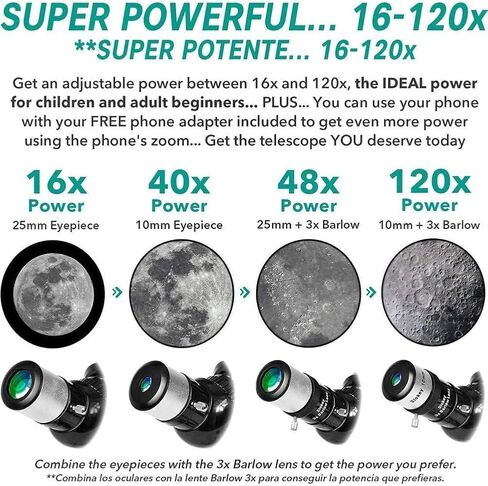 Monoculars for Adults High Power, telescopes Astronomy Refractor Telescope with Adjustable Tripod & Phone Adapter, Telescope for Kids Adults Beginners, Easy to Assemble and Use Binoculars in Saudi Arabia