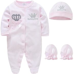 kavkas Baby Cotton One-Piece Footed Romper Long Sleeve Bodysuit Jumpsuit Newborn Boy Girl Sleep n Play Overall Outfit Clothes in Kuwait