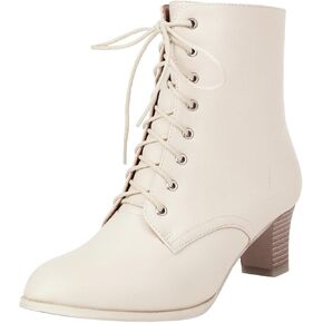 Uniquelly Women Vintage Victorian Boots Kitten Heel Lace Up Ankle Boots 70s Witch Granny Booties Side Zipper Round Toe Victorian Shoes in Saudi Arabia