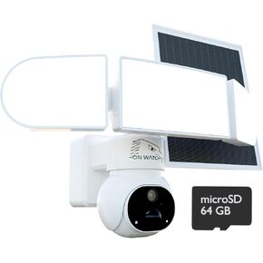 Solar Floodlight Security Camera Wireless Outdoor, Motion-Activated Recording/Notification/2000LM Floodlight/105dB Siren, 360° Pan/Tilt, 2K, WiFi, HD Live View/Talk, Free Local 64GB Storage in Kuwait