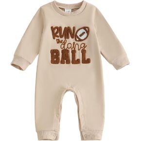 Newborn Baby Boy Football Outfit Letter Embroidery Long Sleeve Romper Jumpsuit One Piece Clothes Fall in Kuwait