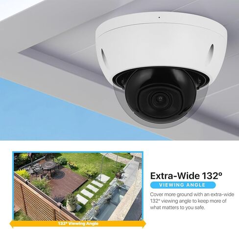 DahuaSecurity 4K 8MP PoE IP Camera, Outdoor Surveillance Dome Camera with Human Vehicle Detection, Home Camera IR Wired Cam with 98ft Night Vision IK10/IP67 (Dome-FB-8MP-a) in Kuwait