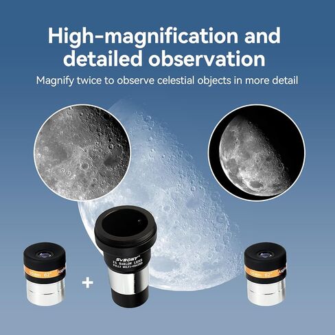 SVBONY 62 Degrees Telescope Eyepieces 4mm 10mm 23mm and 2X Barlow Wide Angle Aspheric Telescope Eyepiece Set Bundle with SV225 Alt-Azimuth Mount, Adjustable Angle Mount for Astronomical Observation in Saudi Arabia