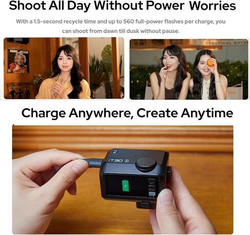 فلاش Godox iT30 Pro C iT30Pro C Mini لكاميرا Canon، تعريض تلقائي TTL، 1/8000s HSS، شاشة تعمل باللمس، 2.4G Wireless Master/Slave، 560 Flash Speedlite، إعادة التدوير 1.5 ثانية، ناشر مدمج وبطارية ليثيوم in Saudi Arabia