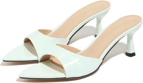 Women'S Patent Leather Kitten Heel Dress Mule Sandals Sexy Pointed Open Toe One-Strap Slingback Party Dance High Heel Sandals Summer Fashion Business Work High Heels in Saudi Arabia