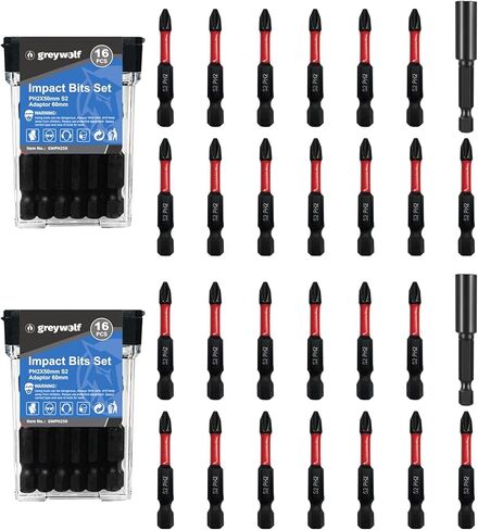 مجموعة لقم مفك فيليبس إمباكت، لقم مفك براغي مقاومة للانزلاق 32 قطعة، ساق سداسية مقاس 2 بوصة 1/4 بوصة، مجموعة لقم مفك براغي S2 فولاذية PH2 مع حامل لقمة مفك الصدمات وحقيبة تخزين in Kuwait