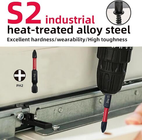 مجموعة لقم مفك فيليبس إمباكت، لقم مفك براغي مقاومة للانزلاق 32 قطعة، ساق سداسية مقاس 2 بوصة 1/4 بوصة، مجموعة لقم مفك براغي S2 فولاذية PH2 مع حامل لقمة مفك الصدمات وحقيبة تخزين in Kuwait